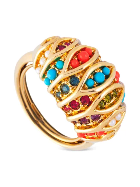 Susan Caplan Vintage 1980s D'Orlan bead-embellished ring
