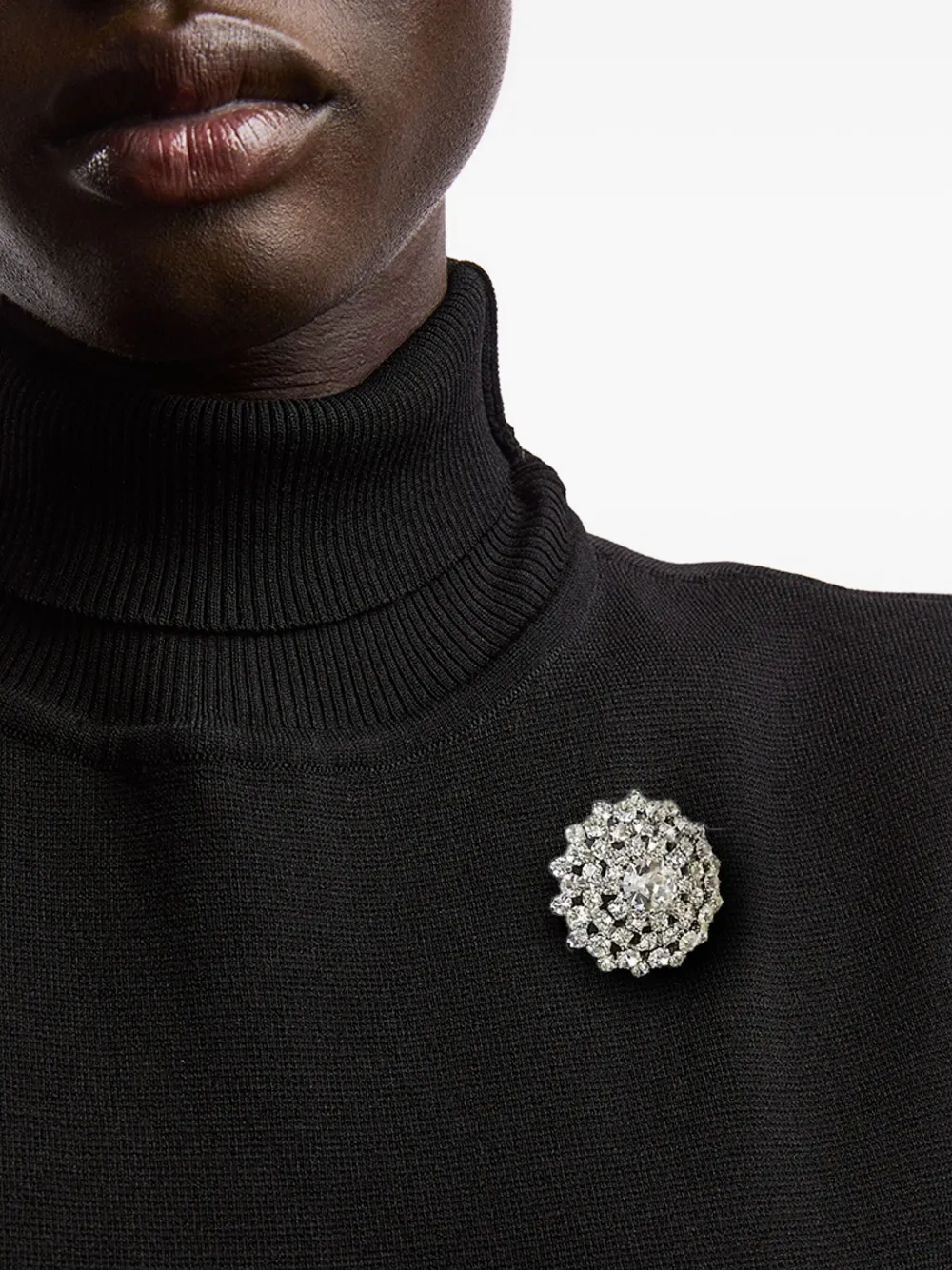 Pre-owned Susan Caplan Vintage 1970s Crystal-embellished Brooch In Silver