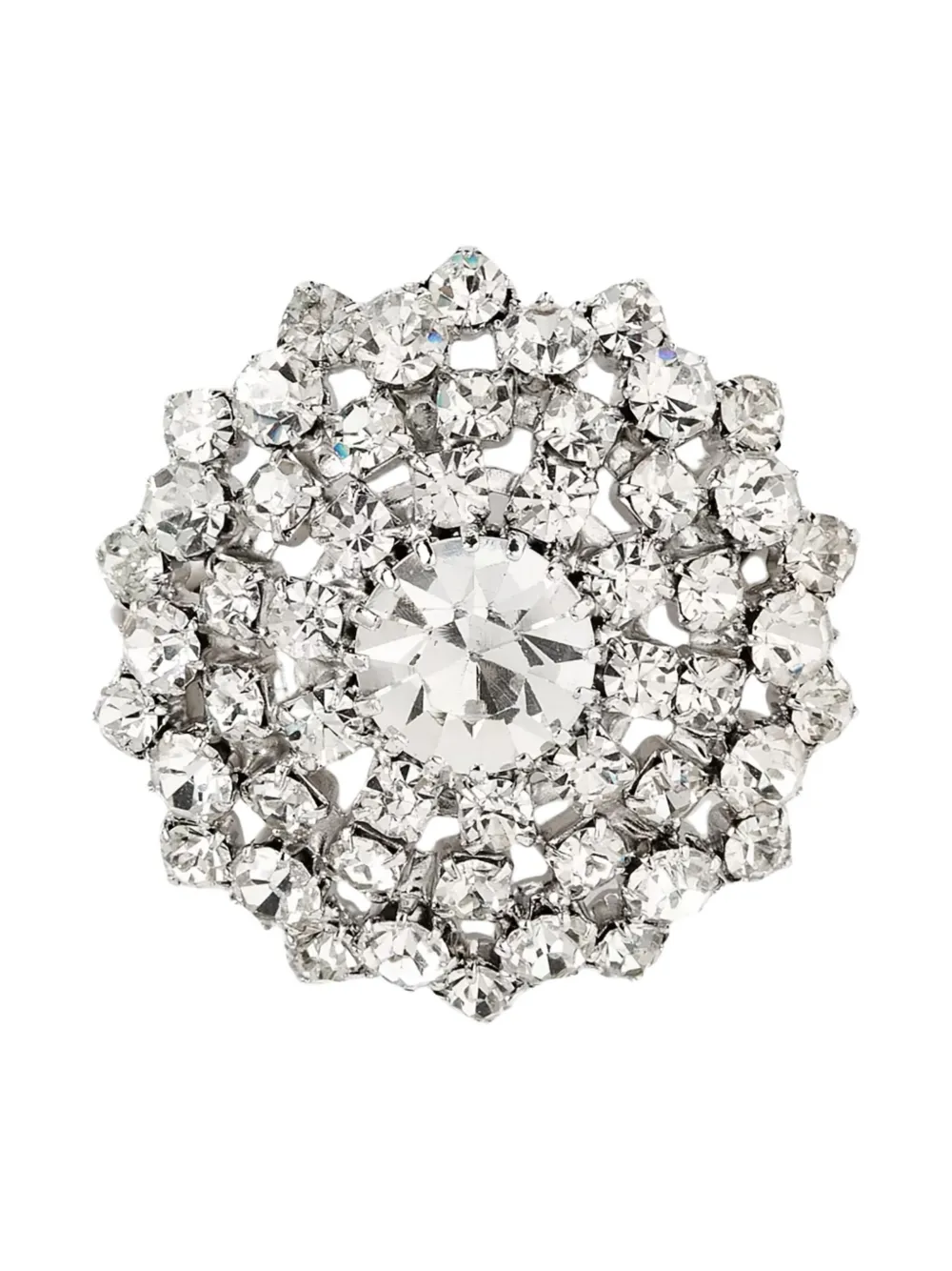 Pre-owned Susan Caplan Vintage 1970s Crystal-embellished Brooch In Silver