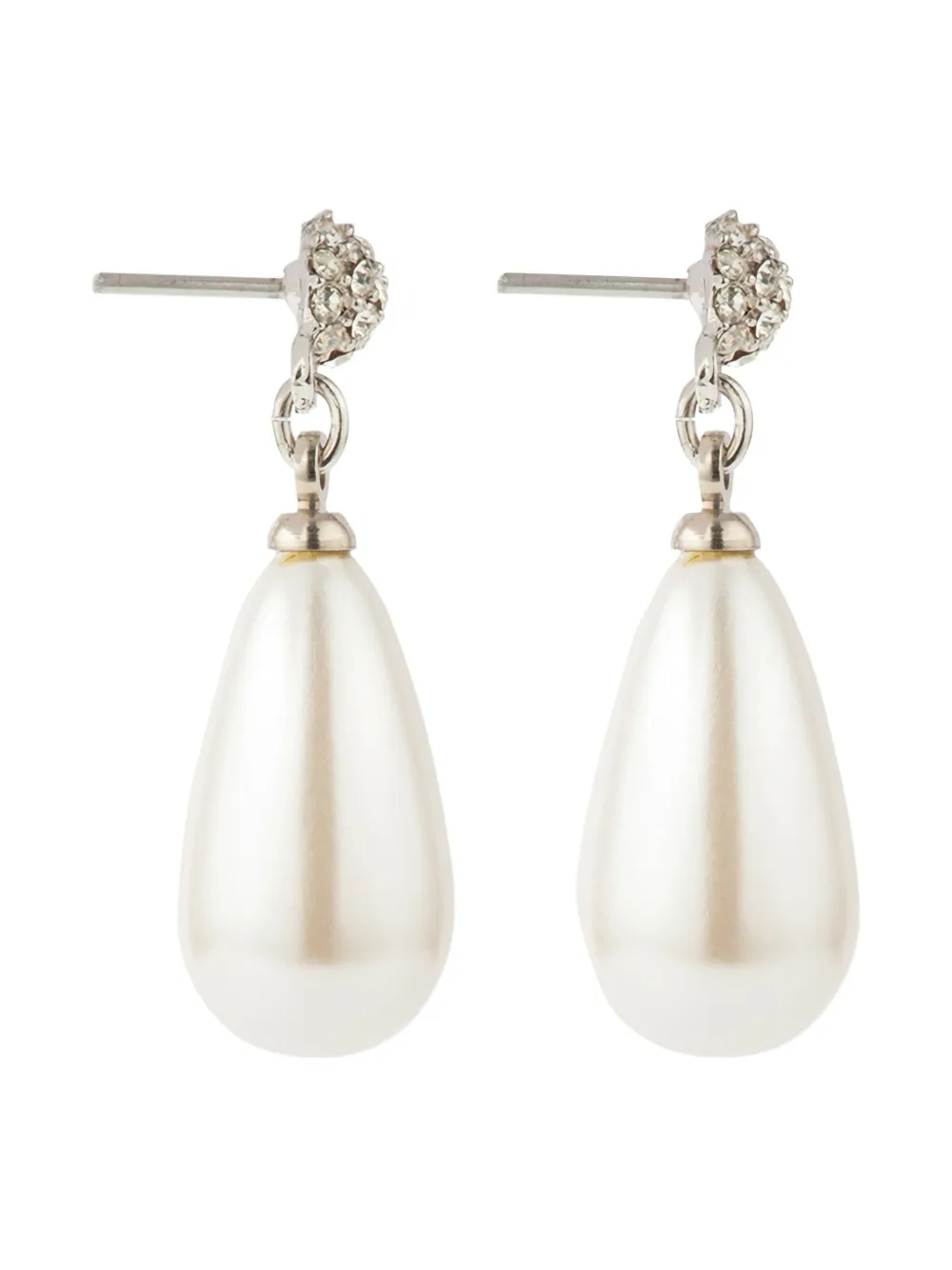 Pre-owned Susan Caplan Vintage 1980s Faux-pearl Drop Earrings In Silver