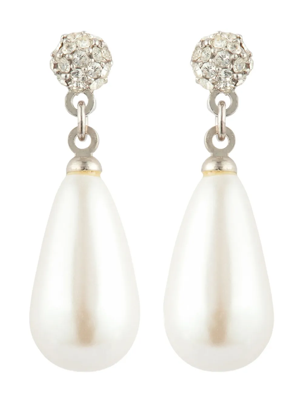 Pre-owned Susan Caplan Vintage 1980s Faux-pearl Drop Earrings In Silver
