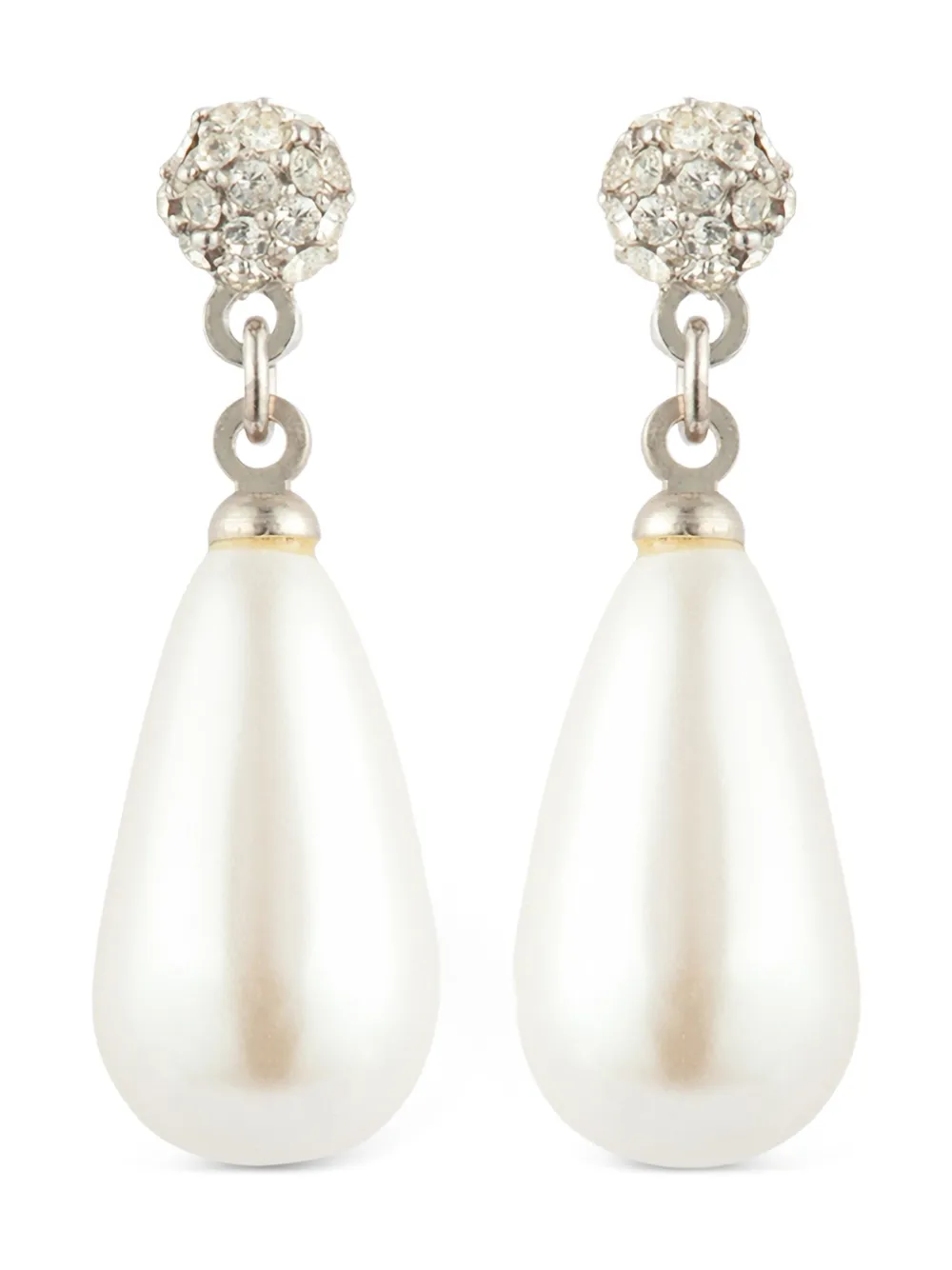 Susan Caplan Vintage aretes con perlas artificiales 1980 | plateado | Image 1
