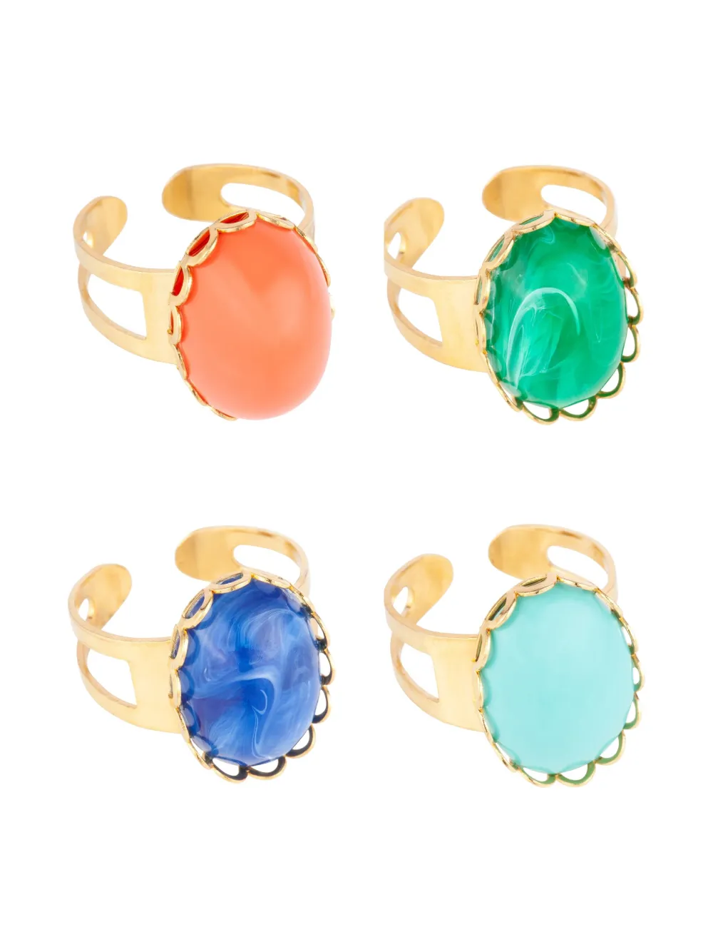 Pre-owned Susan Caplan Vintage 1990s Gold-plated Ring Set (set Of Six)