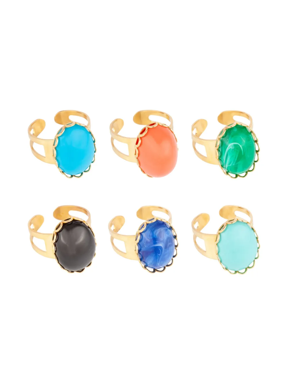Susan Caplan Vintage 1990s gold-plated ring set (set of six) - ゴールドトーン Susan Caplan Vintage 1990s gold-plated ring set (set of six) - ゴールドトーン