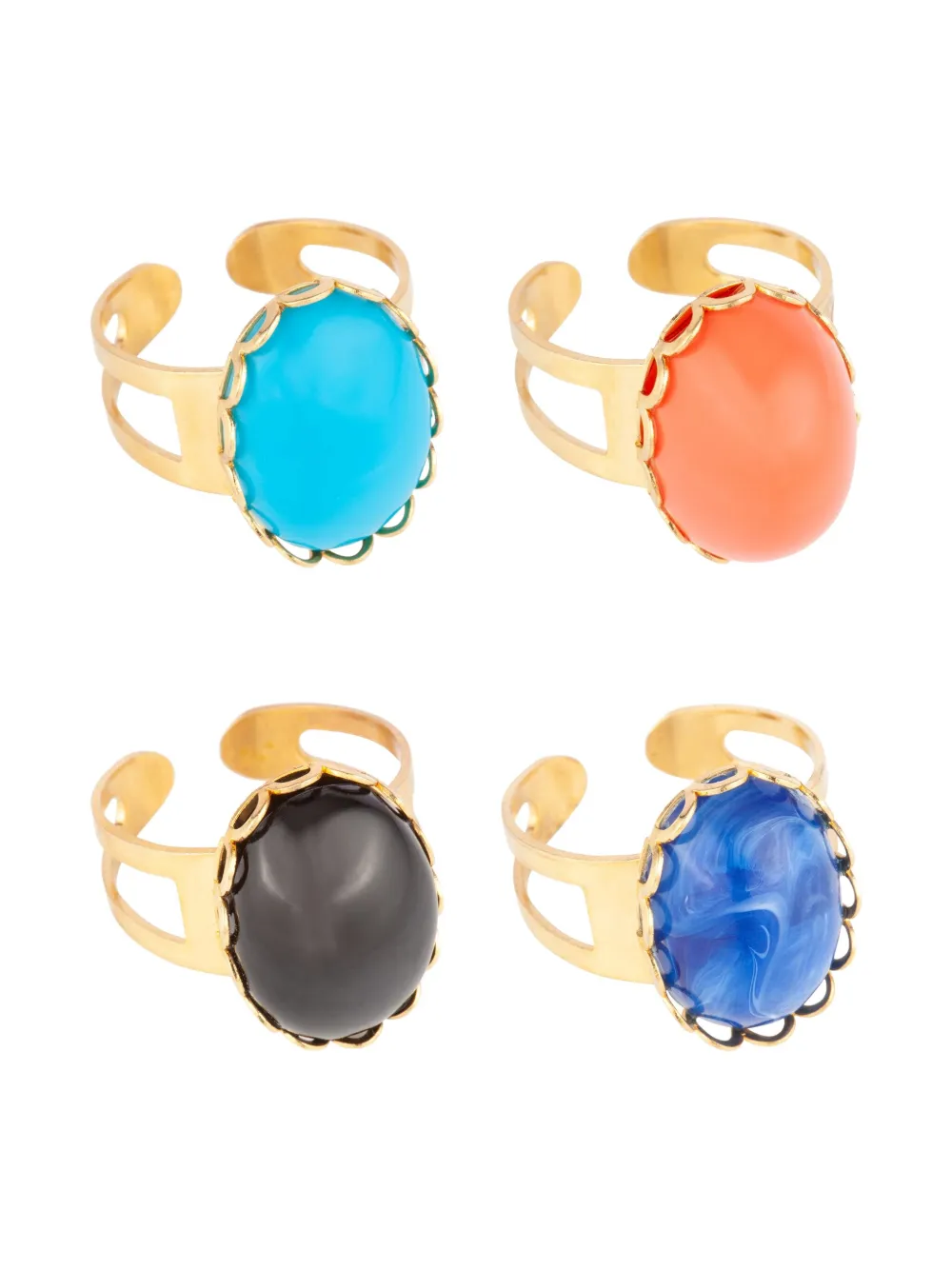 Pre-owned Susan Caplan Vintage 1990s Gold-plated Ring Set (set Of Six)