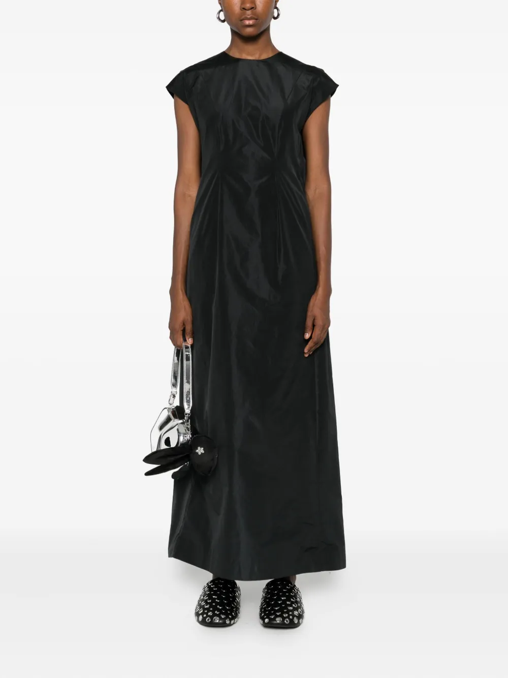 Simone Rocha cap-sleeve taffeta dress - Zwart