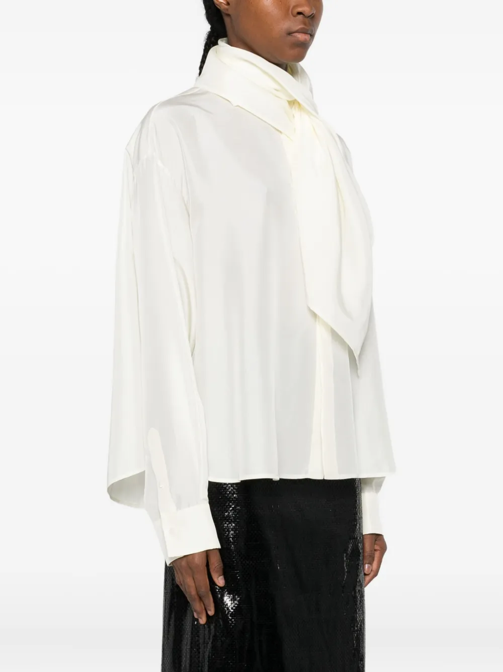 Carven Silk Blouse in White, view 3