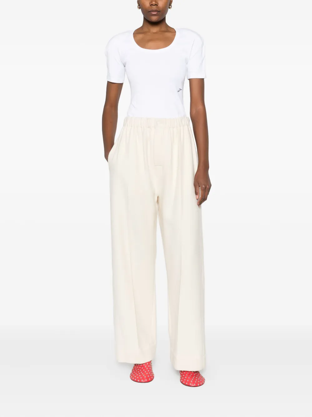 Carven Wool High-waisted Trousers In White
