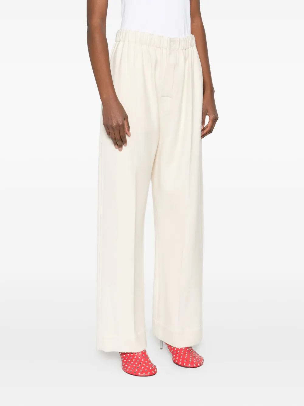 Carven Wool High-waisted Trousers In White