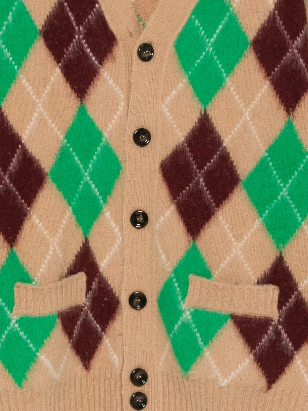 Aspesi Argyle-pattern Cardigan In Brown