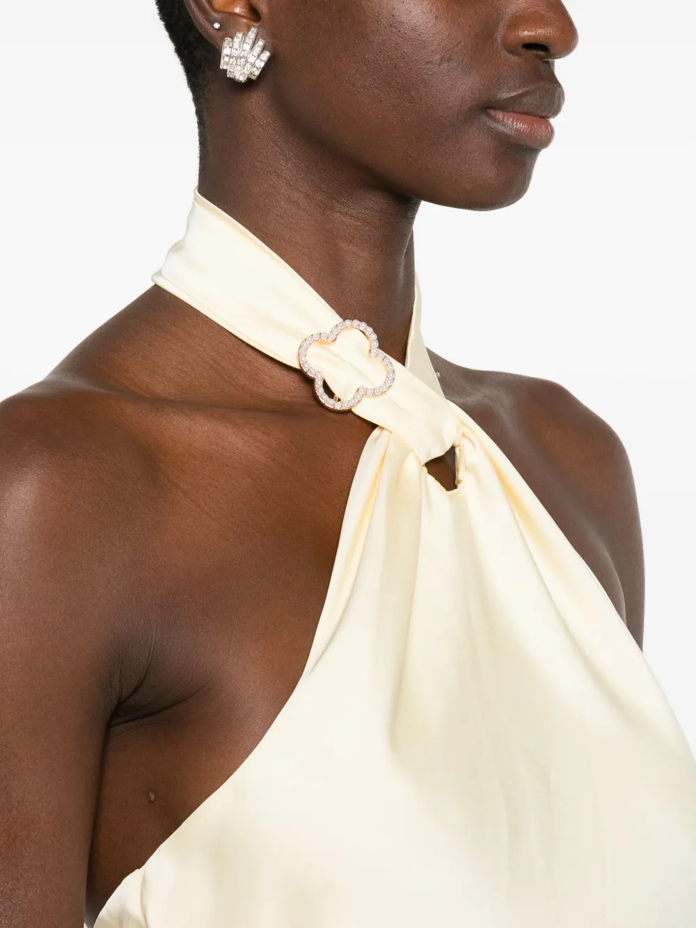 Rahil Hesan Halterneck Gown In Nude