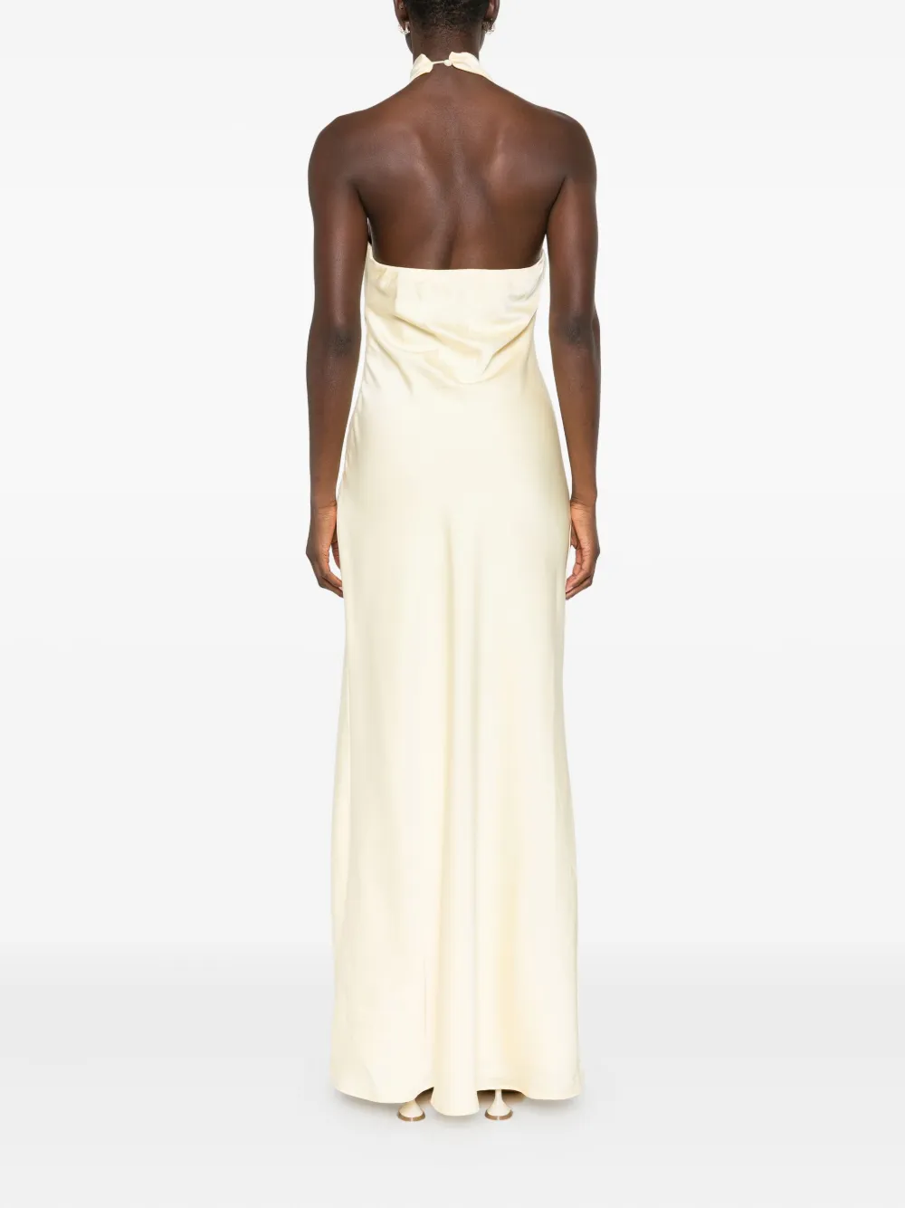 Rahil Hesan Halterneck Gown In Nude