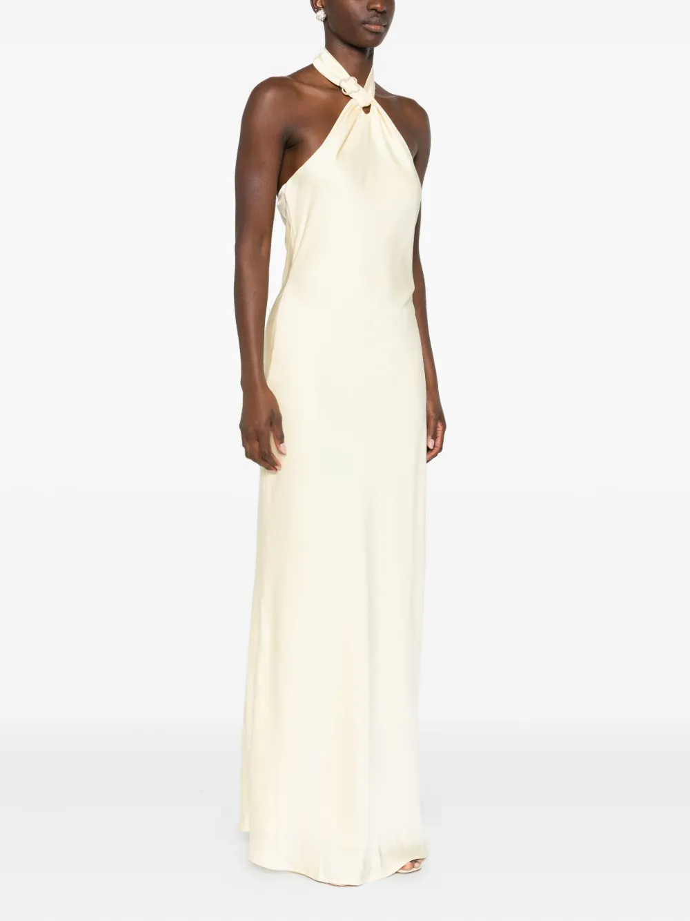 Rahil Hesan Halterneck Gown In Nude
