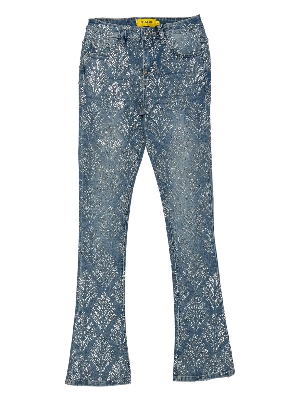 Guapi Rhinestone-embellished Stacked Jeans In Blue
