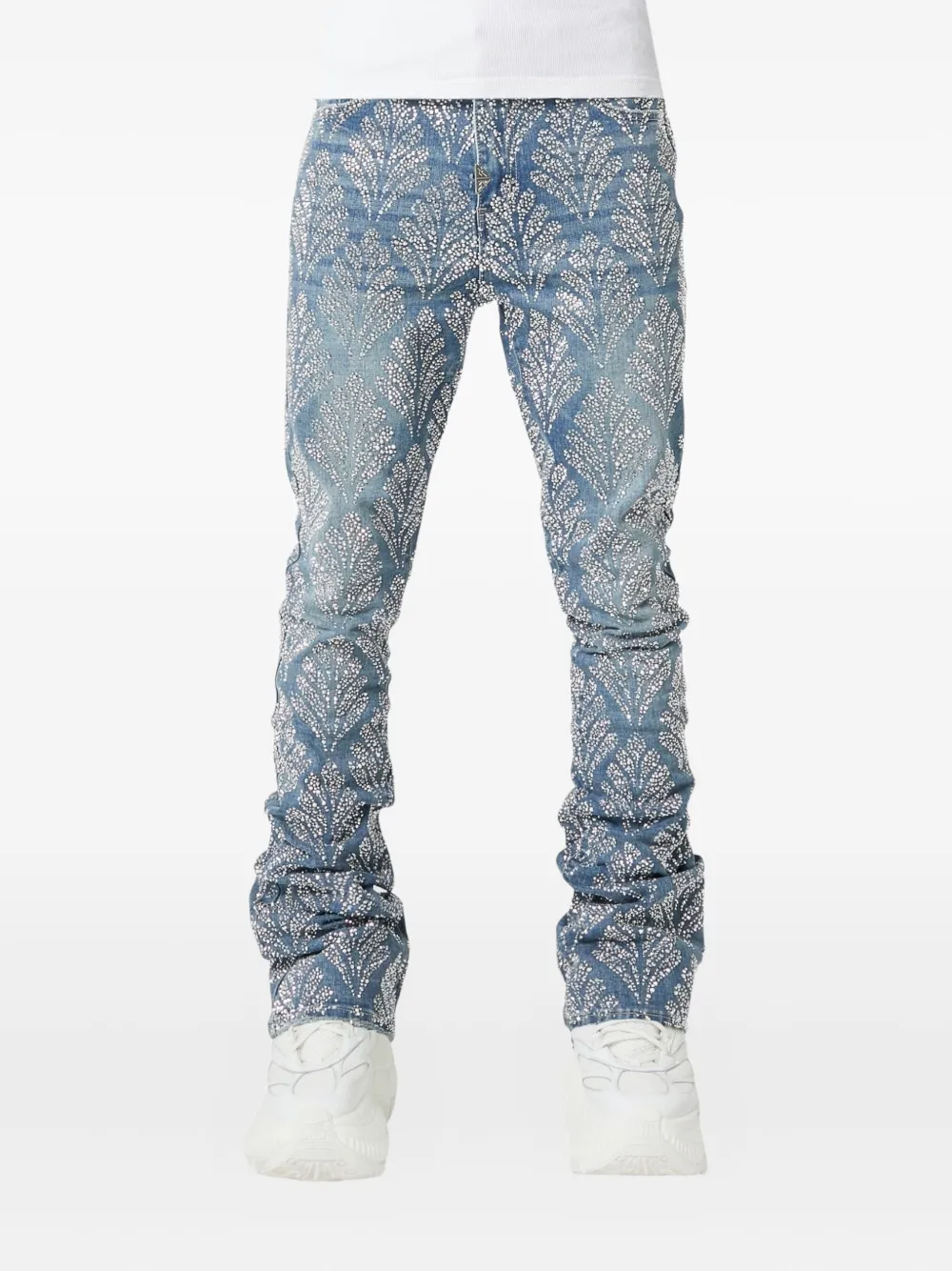 GUAPI rhinestone-embellished stacked jeans - Blauw