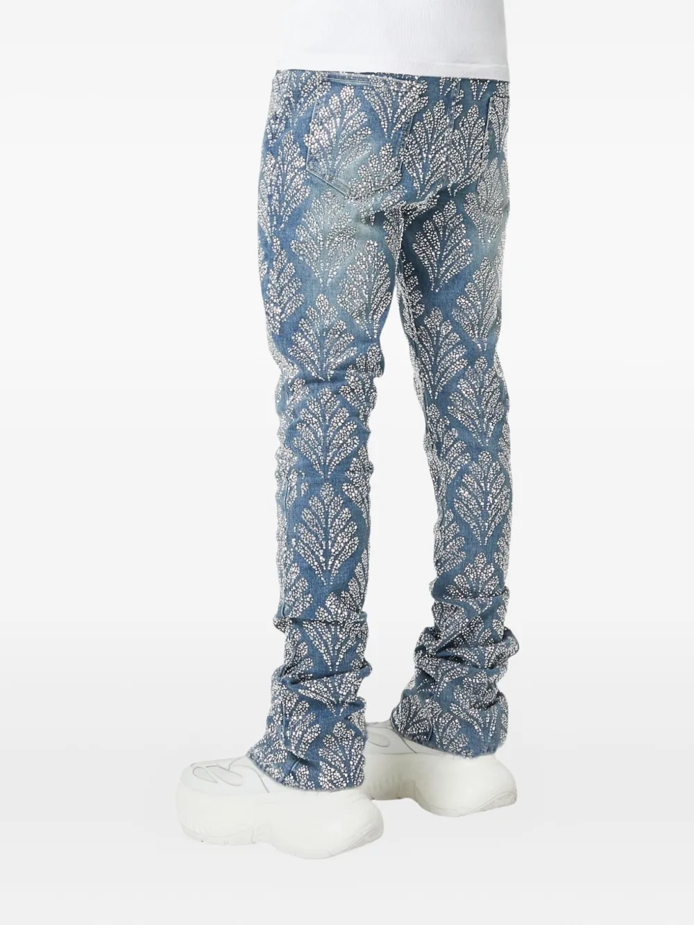 Guapi Rhinestone-embellished Stacked Jeans In Blue
