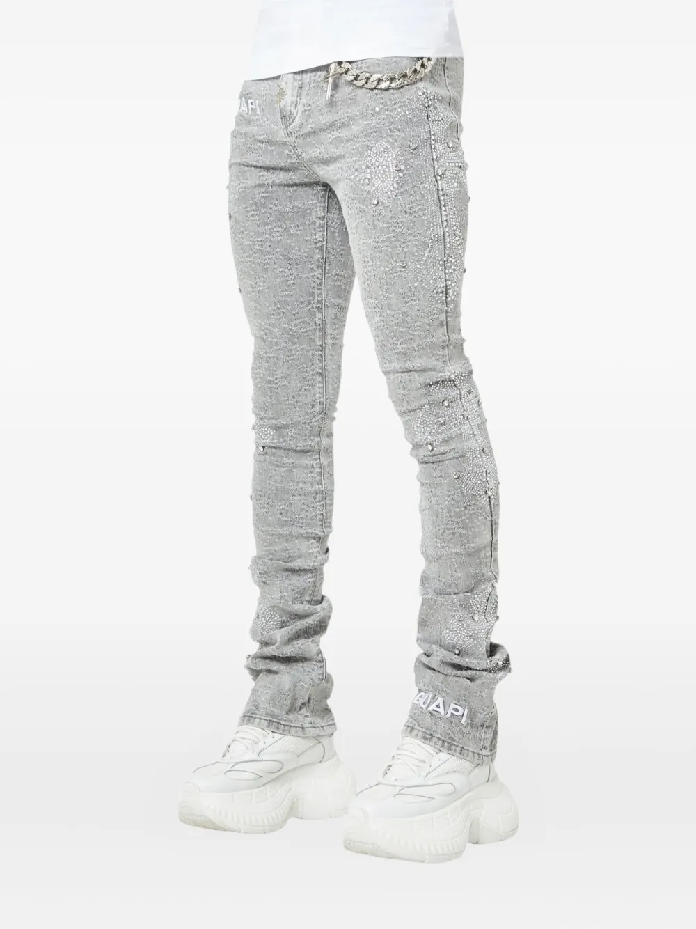 GUAPI crystal-cross jeans - Grijs