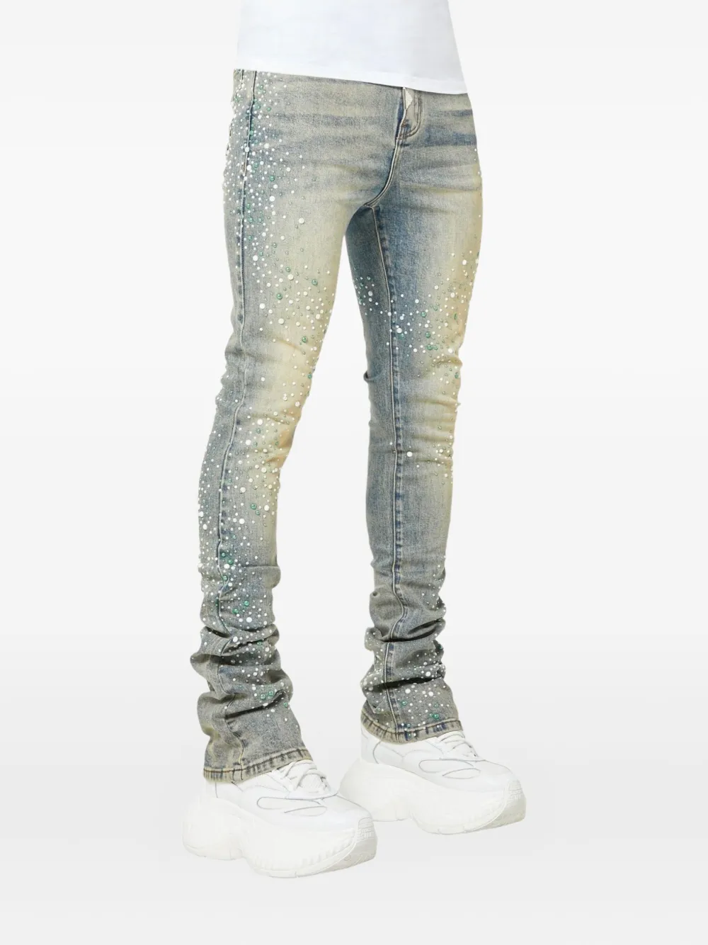 Guapi Pearl-embellished Jeans In Blue