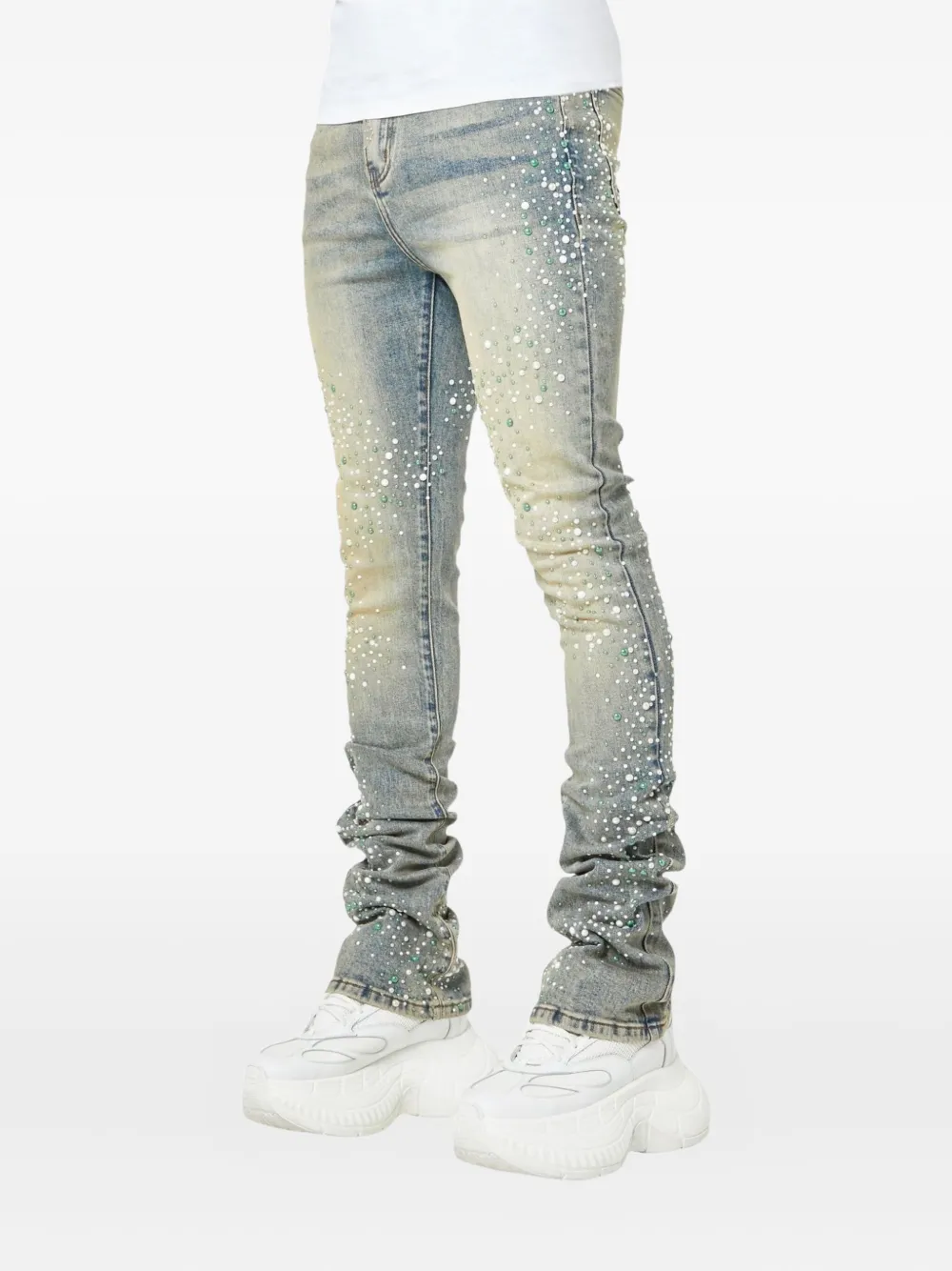 Guapi Pearl-embellished Jeans In Blue