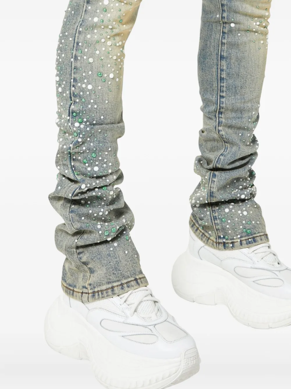 Guapi Pearl-embellished Jeans In Blue