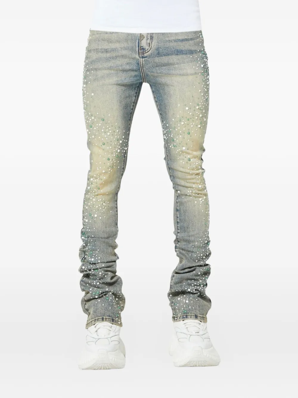 GUAPI pearl-embellished jeans - Blauw