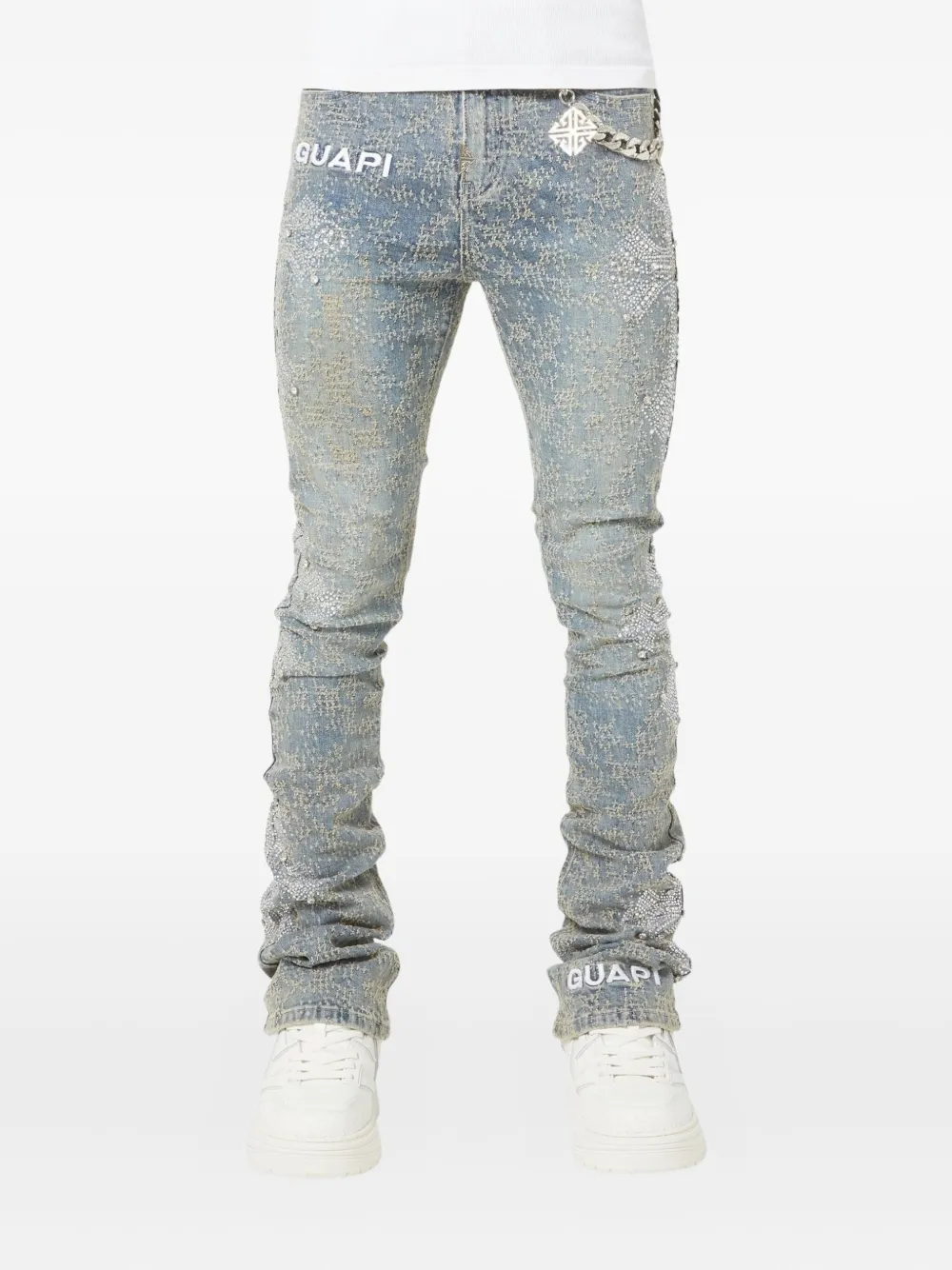 GUAPI crystal-cross jeans - Blauw