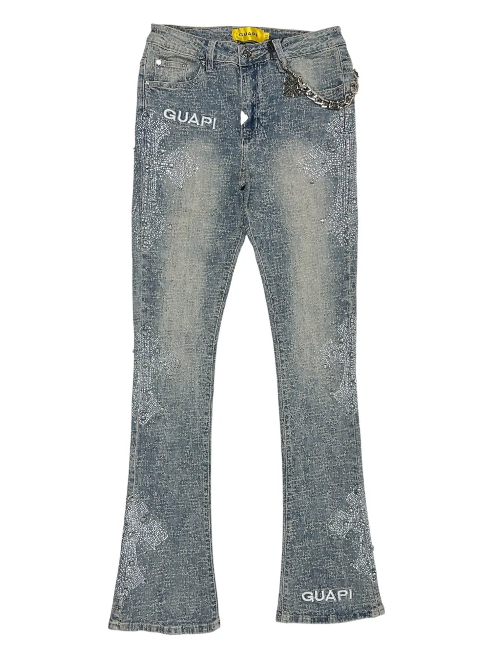 Guapi Crystal-cross Jeans In Blue
