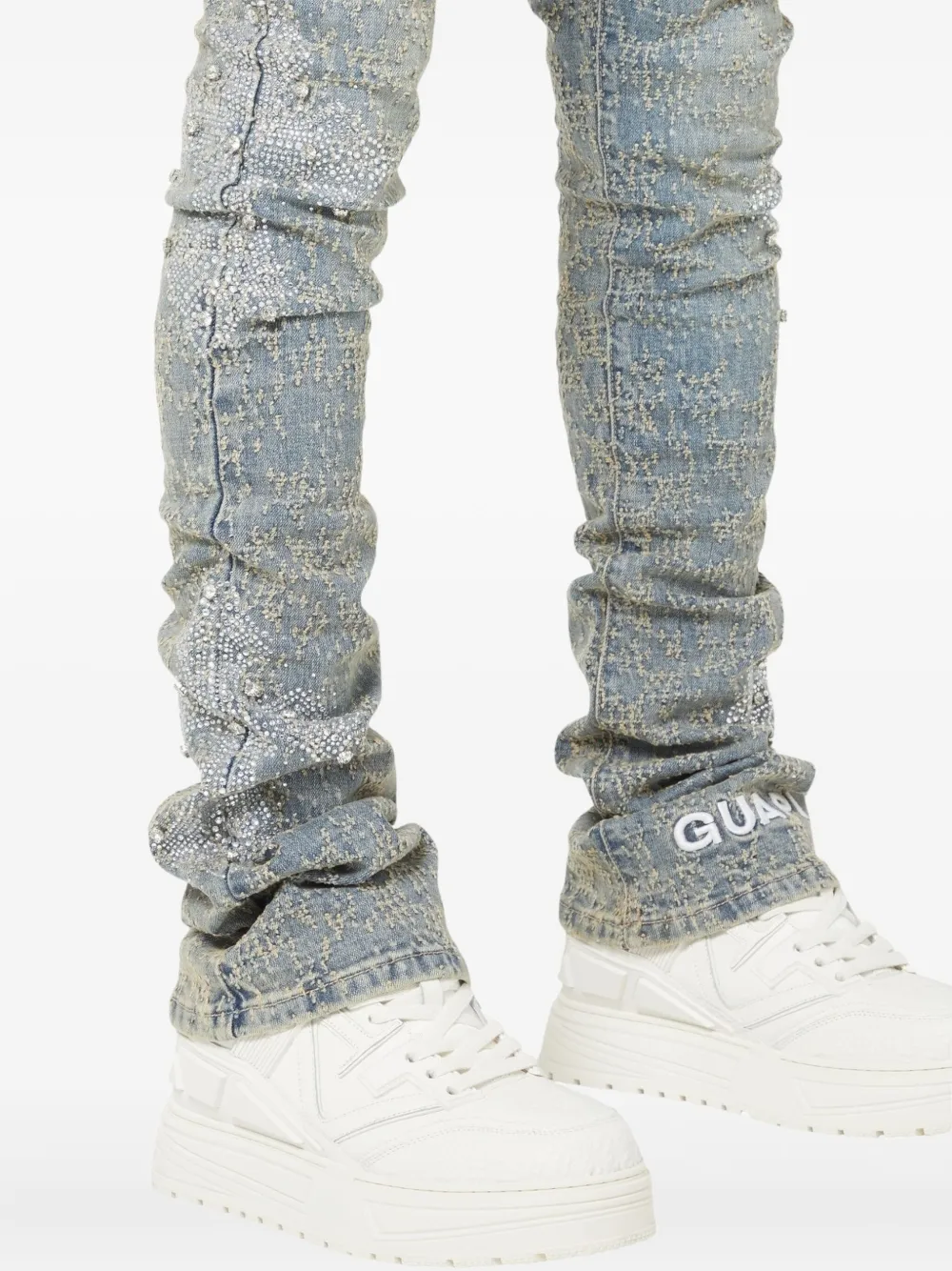 Guapi Crystal-cross Jeans In Blue