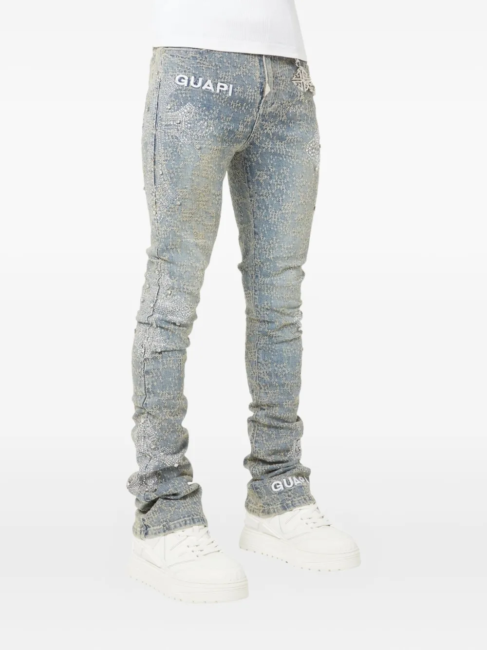Guapi Crystal-cross Jeans In Blue