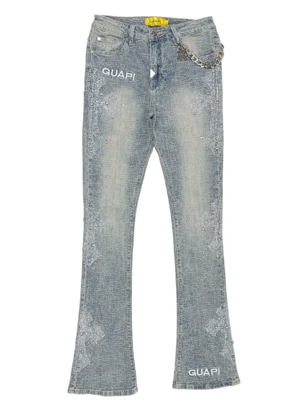 GUAPI ビーズ装飾 ストレートデニム 32 GUAPI ビジュークロス ジーンズ | ブルー | FARFETCH JP