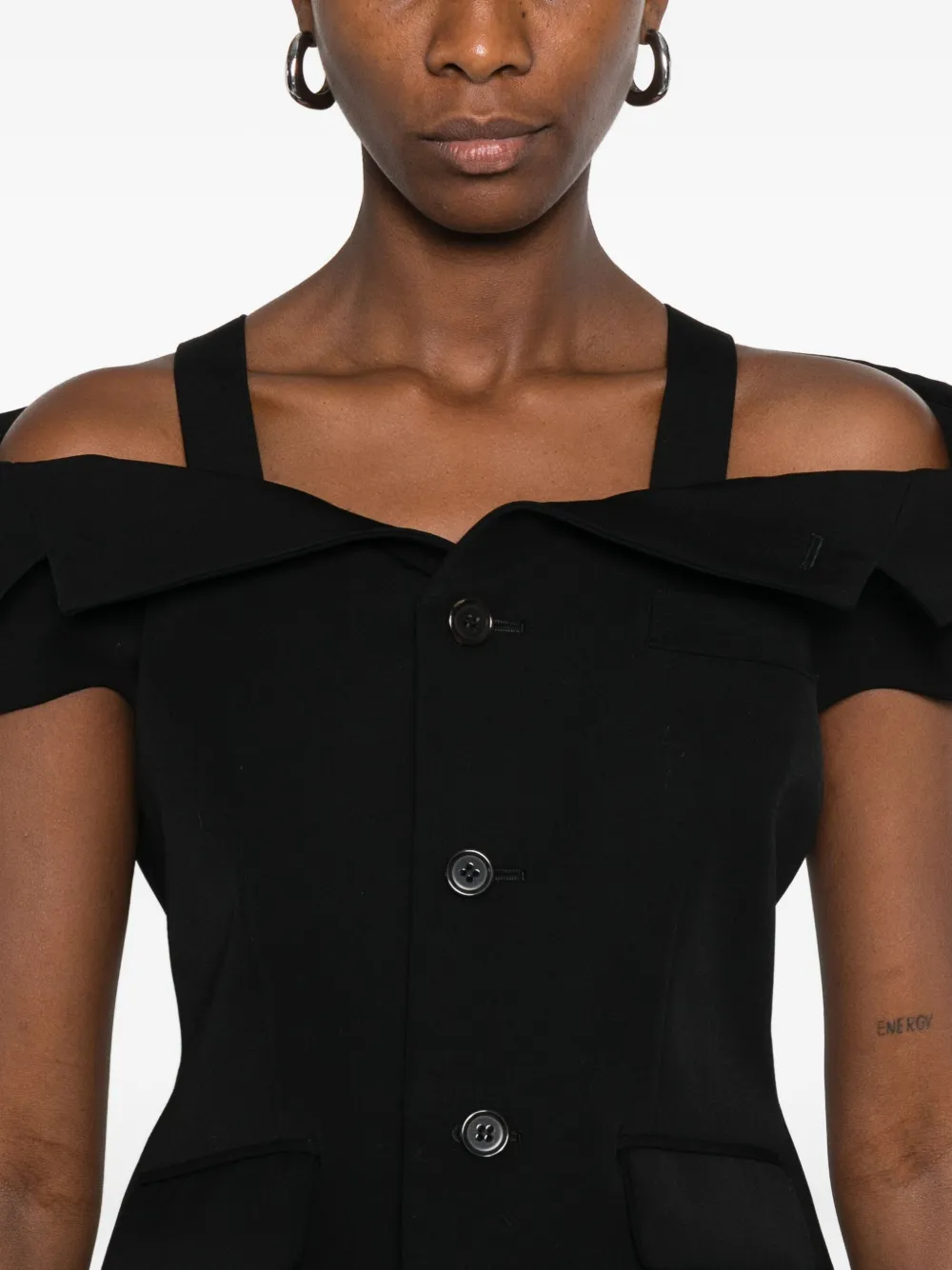 Noir Kei Ninomiya Off-shoulder getailleerd jack Zwart