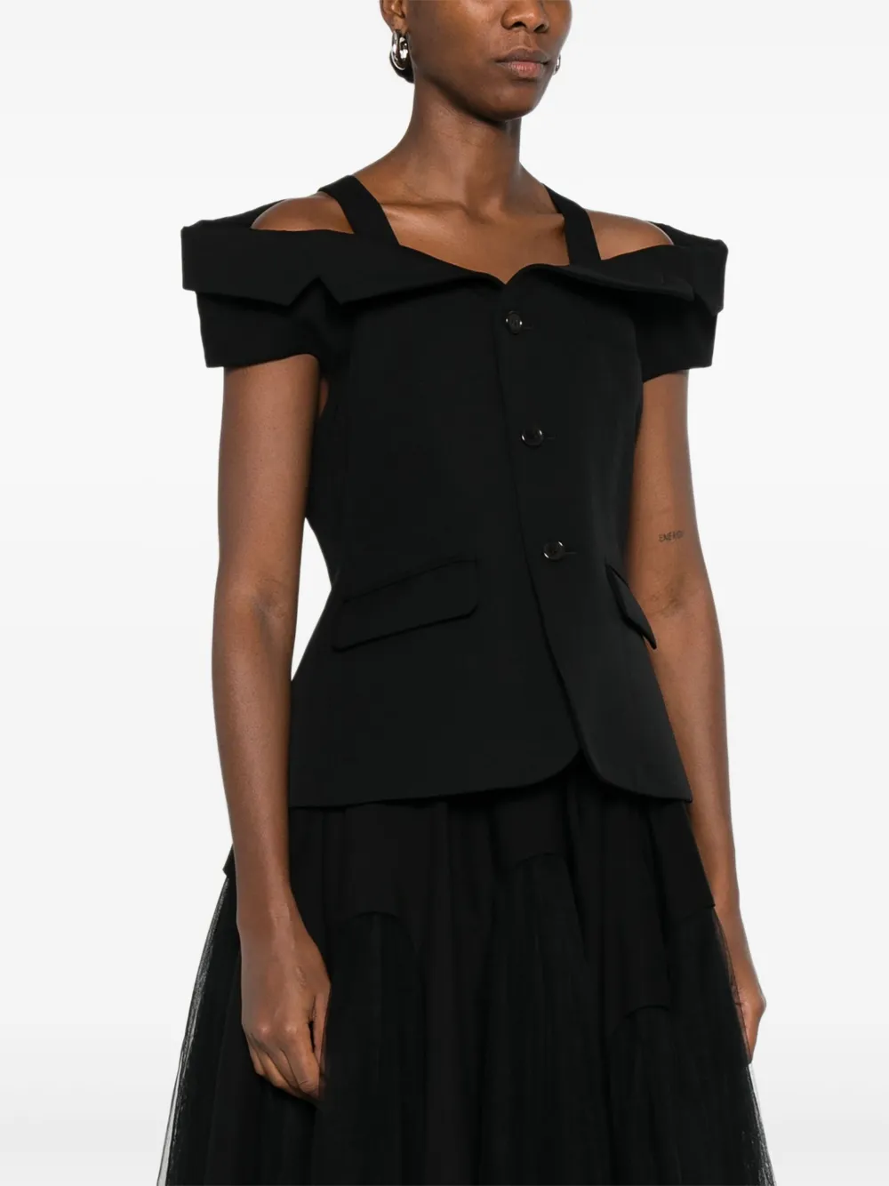 Noir Kei Ninomiya Off-shoulder getailleerd jack Zwart