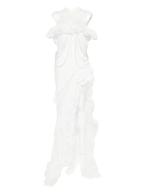 Rahil Hesan  off-shoulder pearl-chain gown