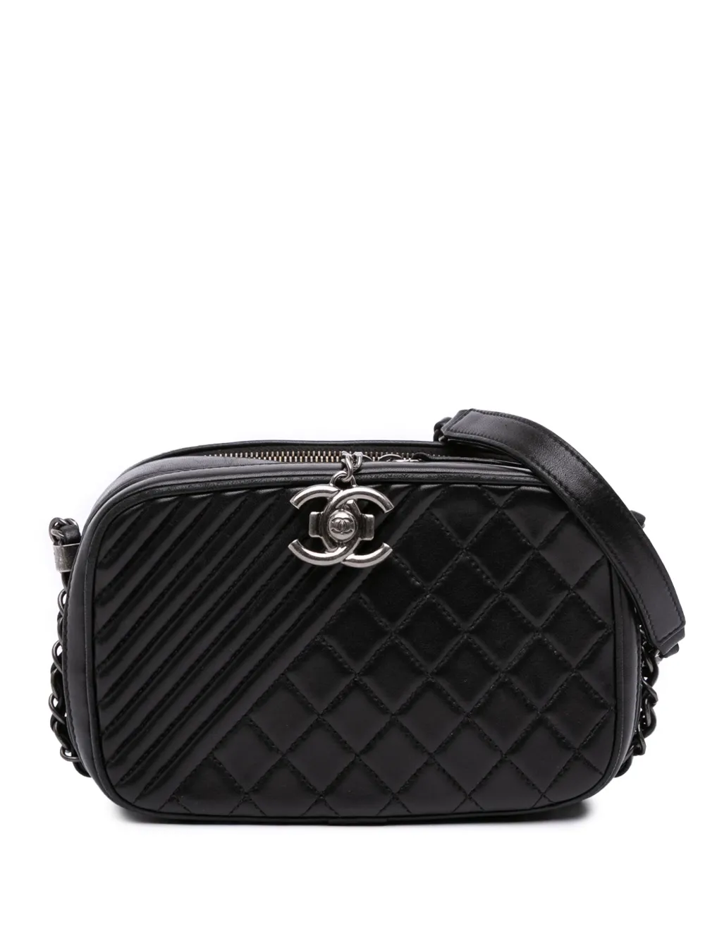 CHANEL Pre-Owned 2014-2015 Small Quilted Lambskin Coco Boy Camera Bag crossbody bag | Black | Image 1