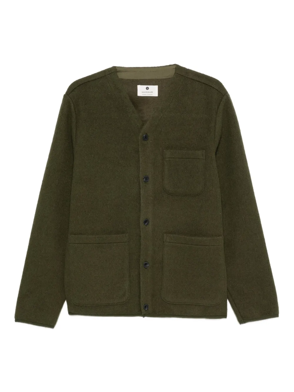 ANERKJENDT button-front patch-pocket cardigan | Green | Image 1