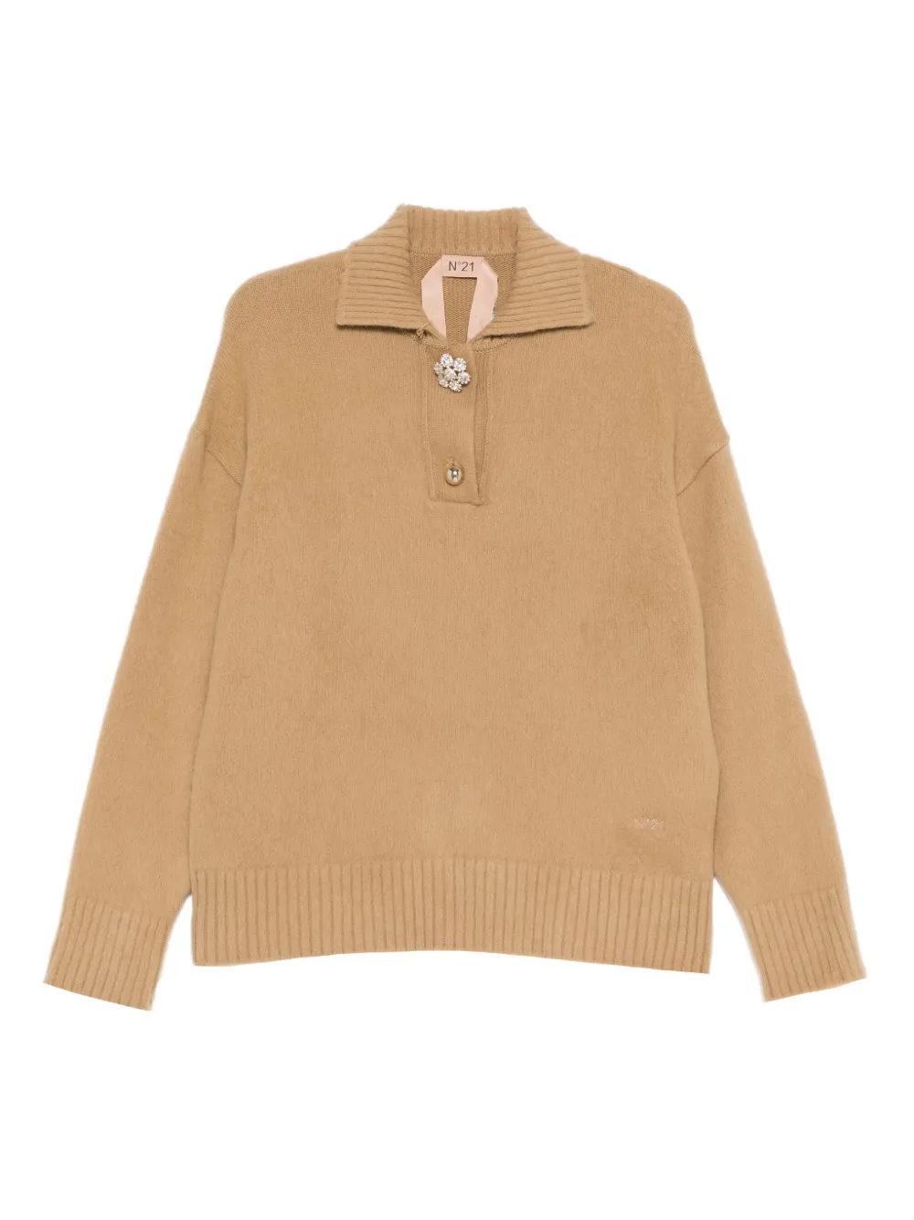 Nº21 brushed-effect jumper - Neutrals
