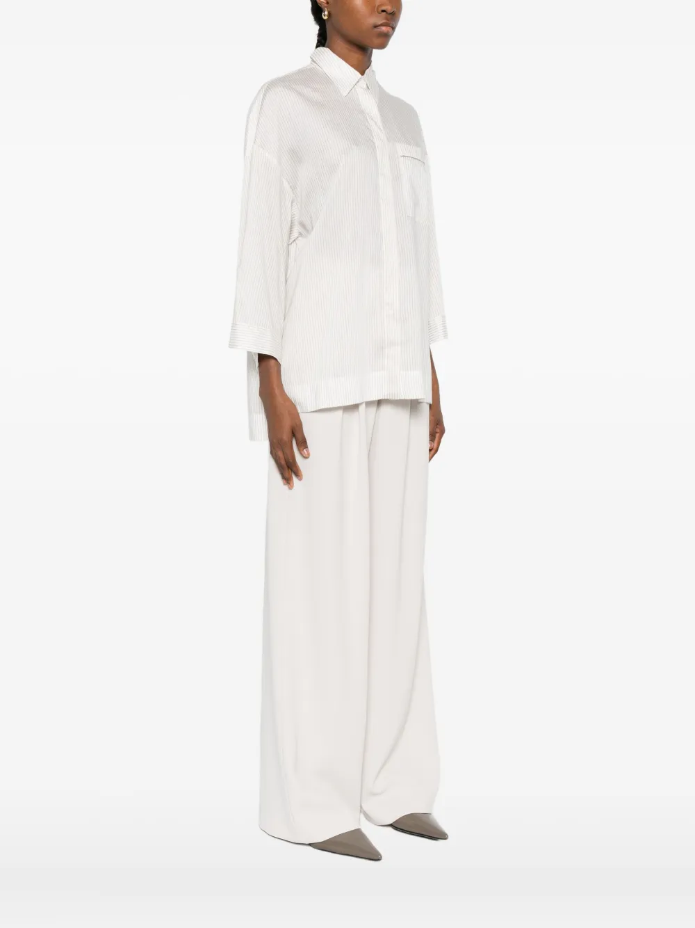Peserico Pinstripe Pocket Shirt In White