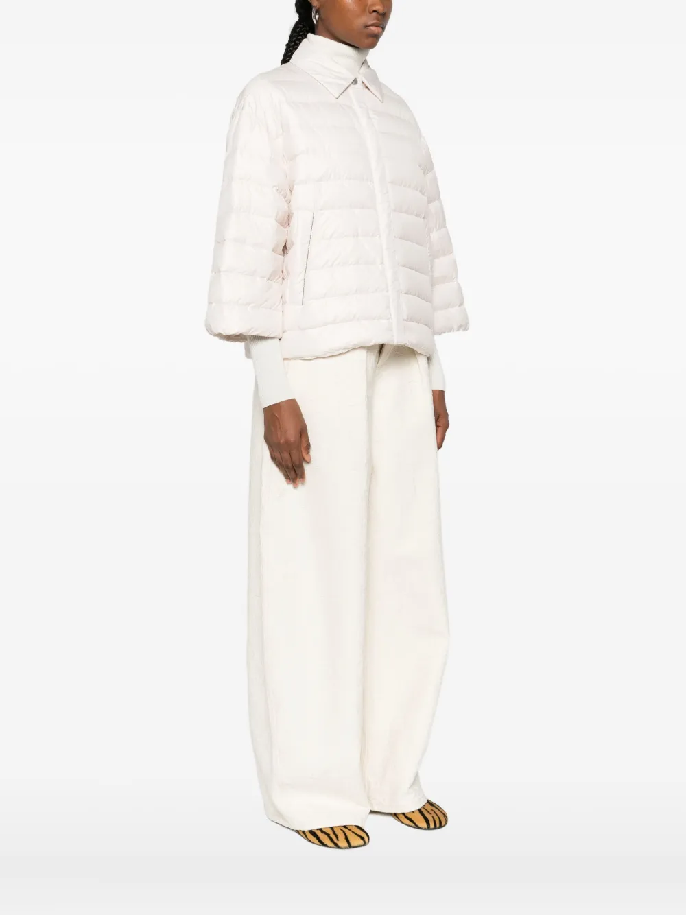 Peserico Quilted Puffer Jacket In Neutral