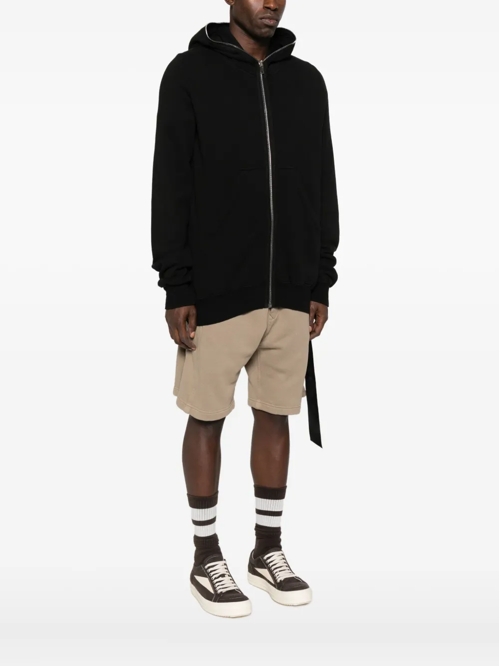 Rick Owens Drkshdw Long-sleeve Zip-up Hoodie In Black