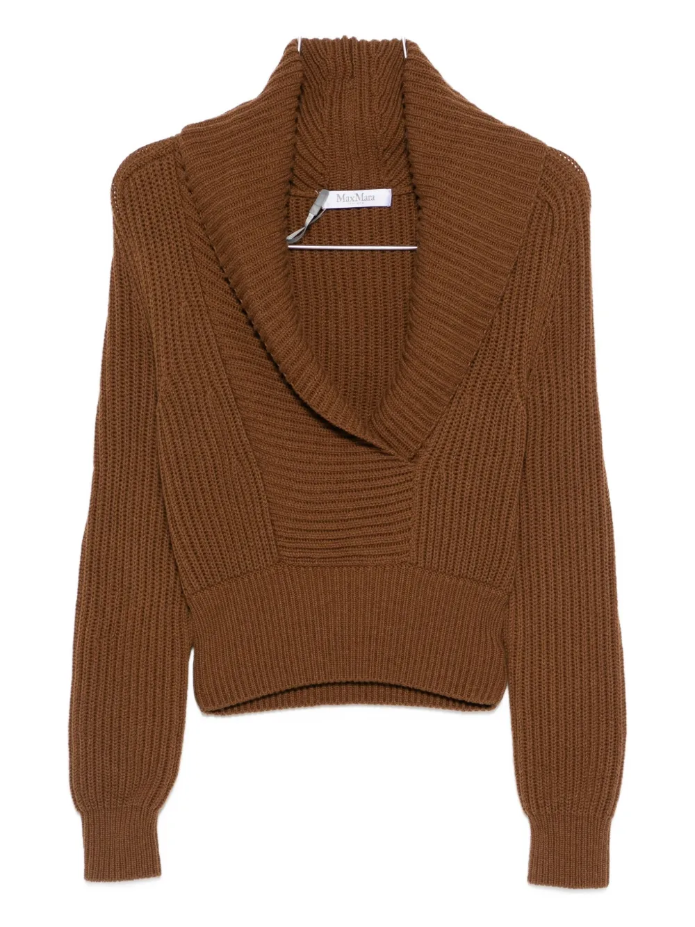 Max Mara Shawl-collar Sweater In Brown