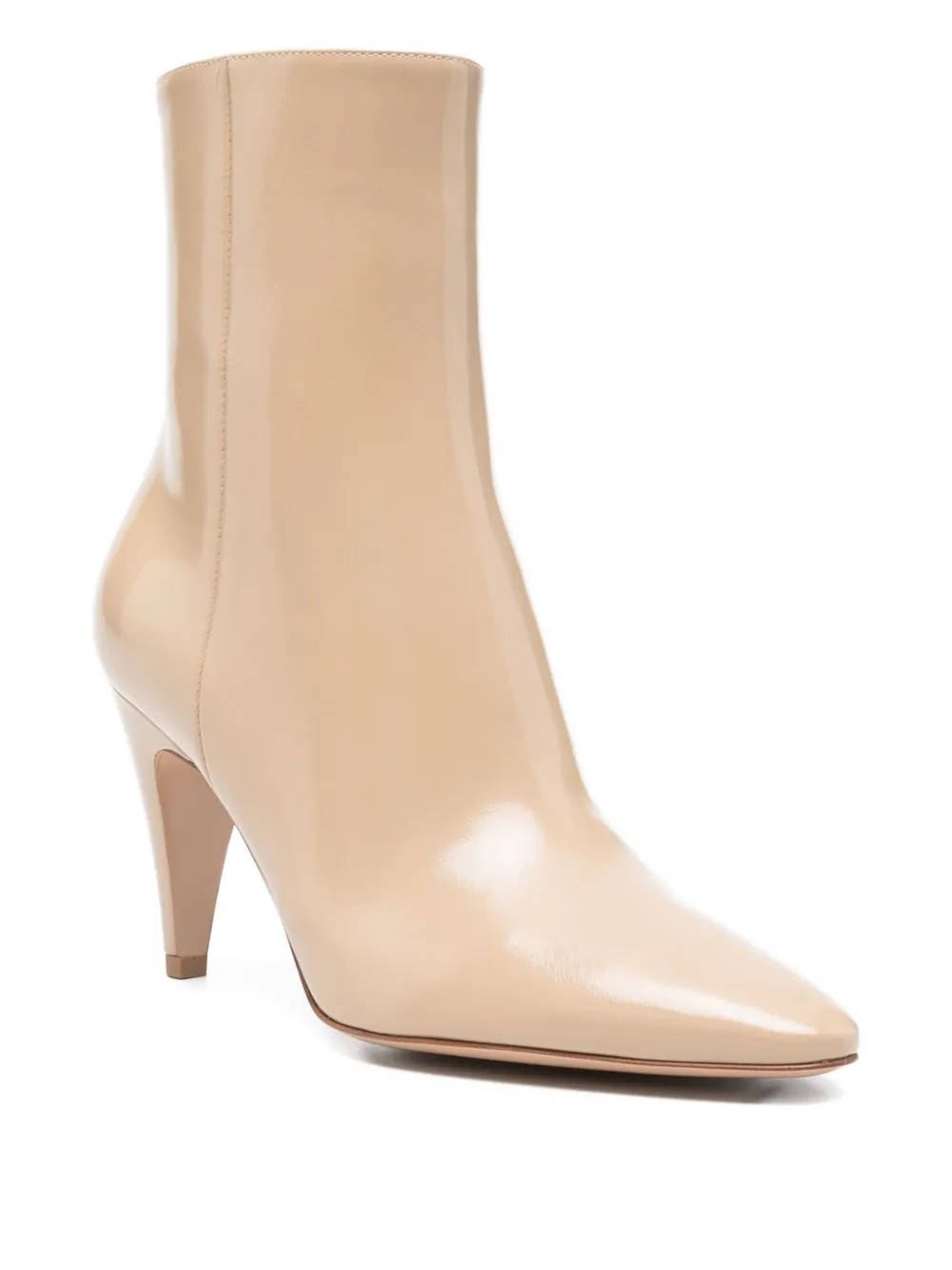 Gianvito Rossi Pointed-toe Leather Boots In Nude