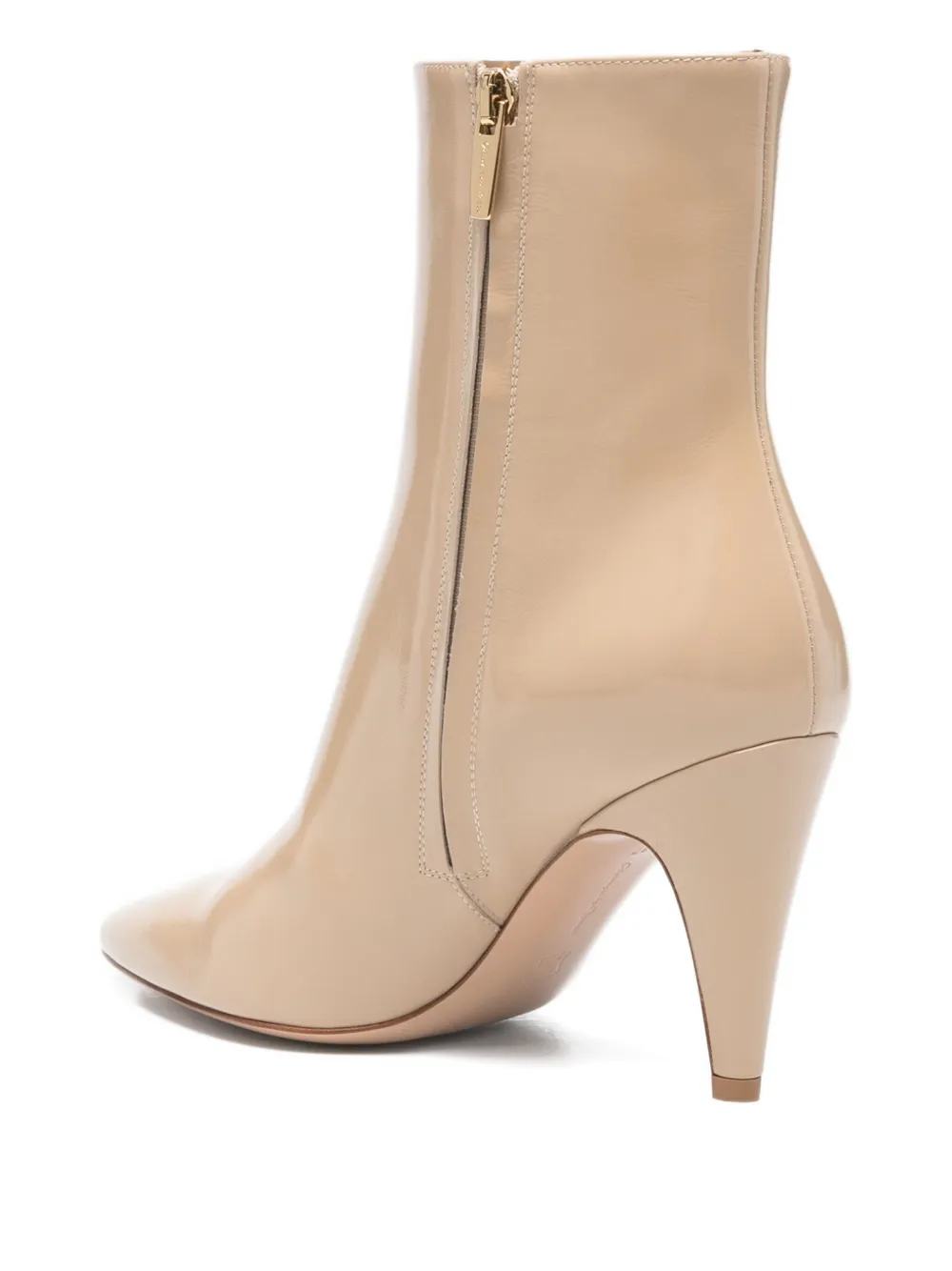 Gianvito Rossi Pointed-toe Leather Boots In Nude