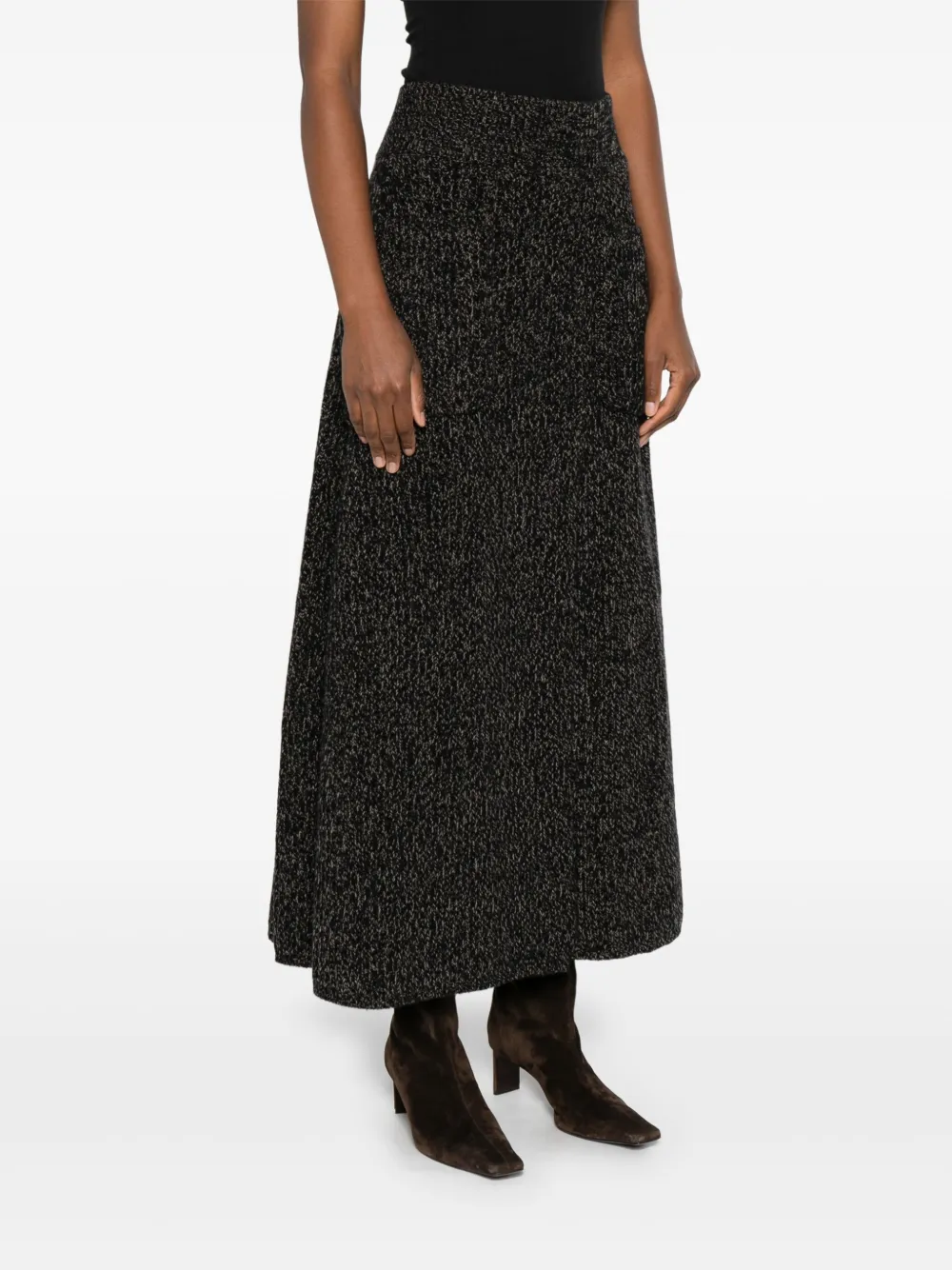 Max Mara Knitted Tiered Skirt In Black