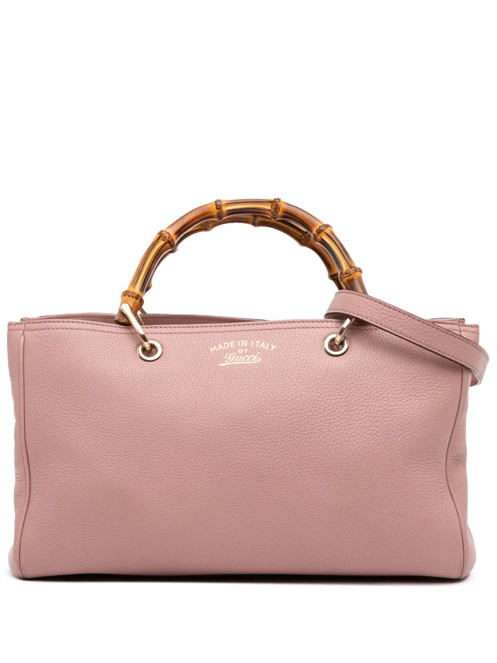 Pre-owned Gucci 2016-2025 Medium Calfskin Bamboo Shopper Satchel In Pink