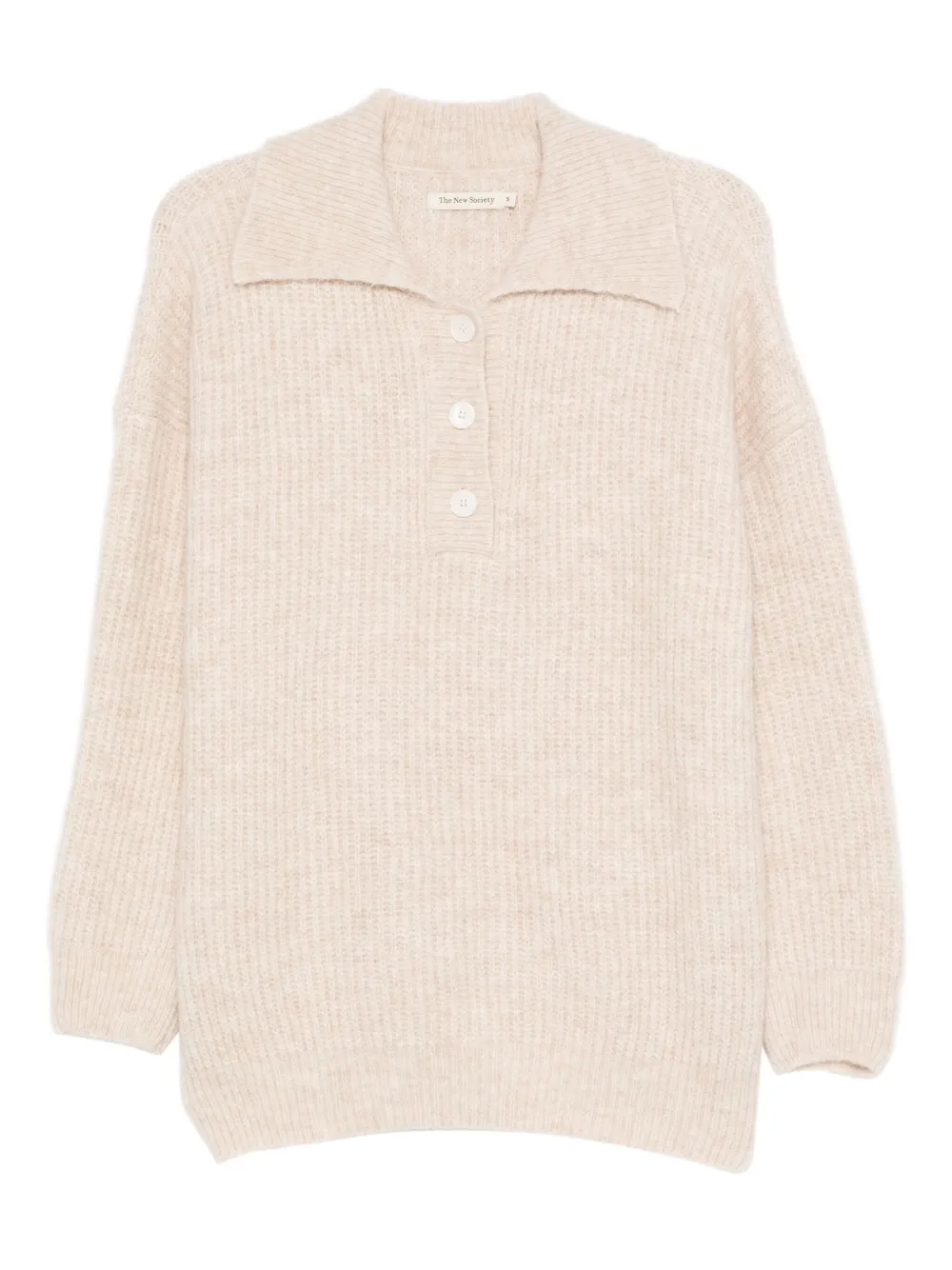 THE NEW SOCIETY ribbed polo top | Neutrals | Image 1