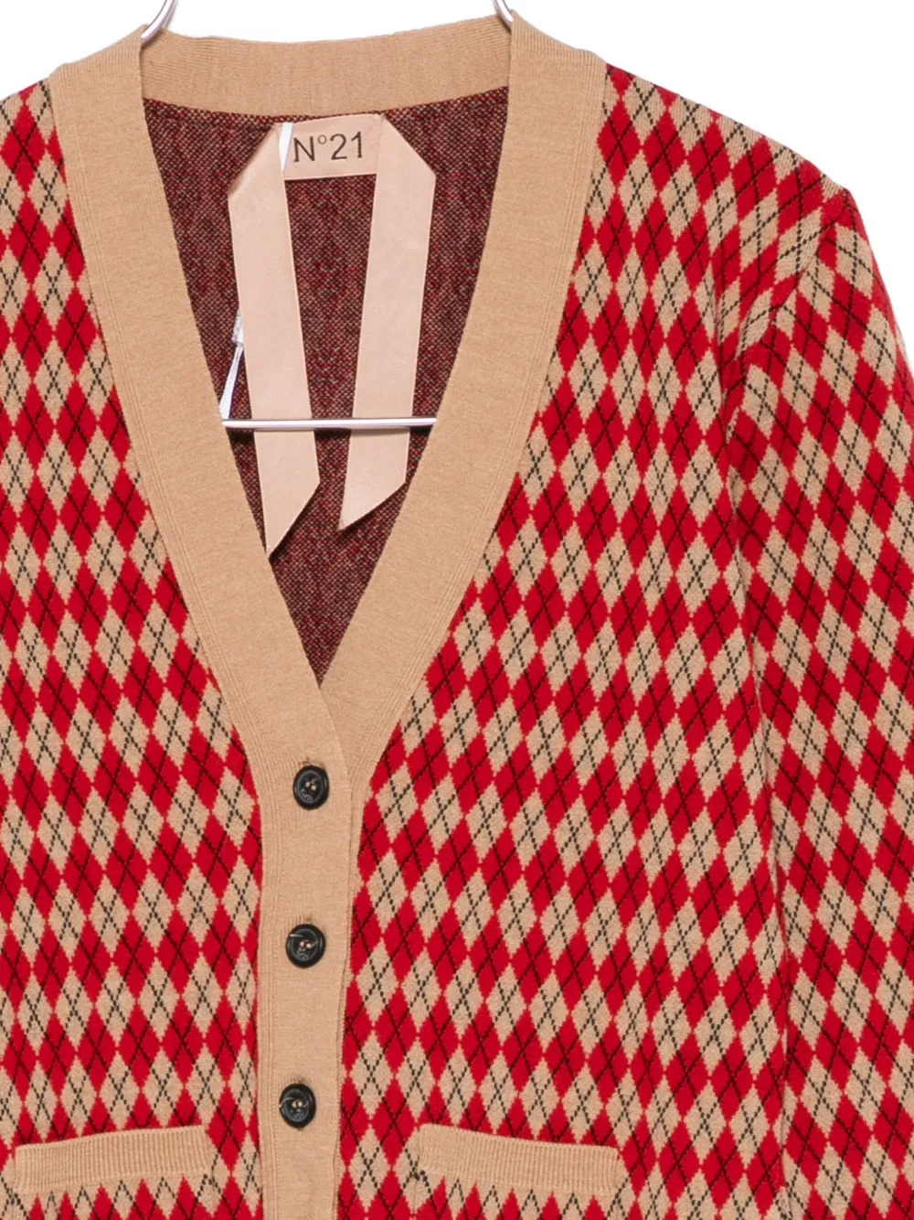 N°21 Argyle-pattern Cardigan In Brown