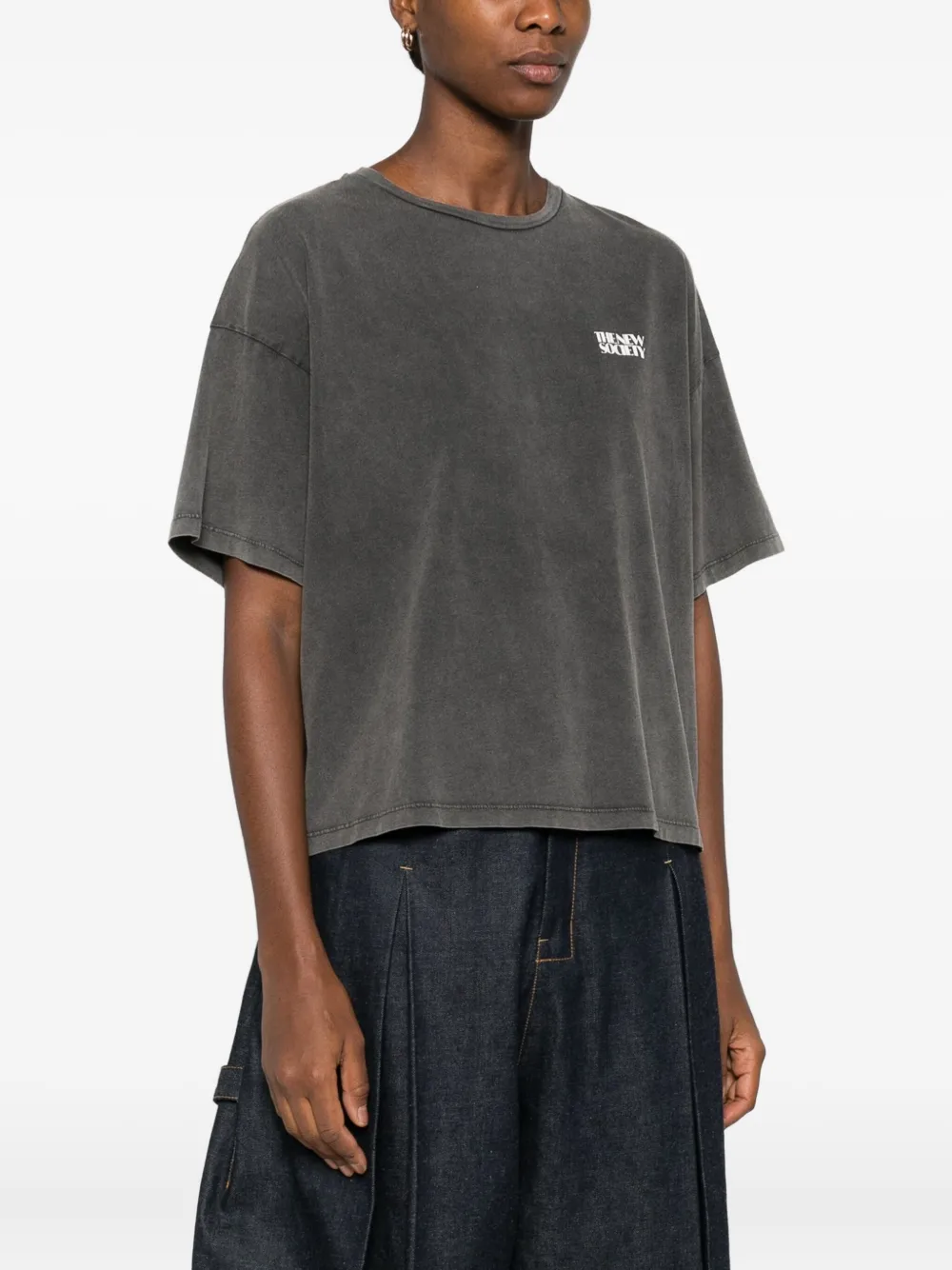 The New Society Logo-print T-shirt In Gray