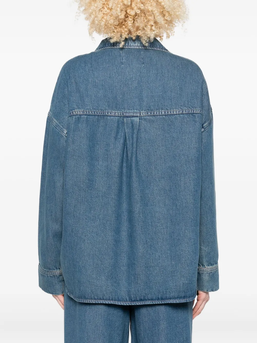 The New Society Double-pocket Denim Shirt In Blue