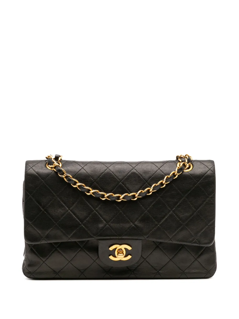CHANEL Pre-Owned 1991-1994 ミディアム クラシック ラムスキン ダブルフラップ ショルダーバッグ - ブラック CHANEL Pre-Owned 1991-1994 ミディアム クラシック ラムスキン ダブルフラップ ショルダーバッグ - ブラック