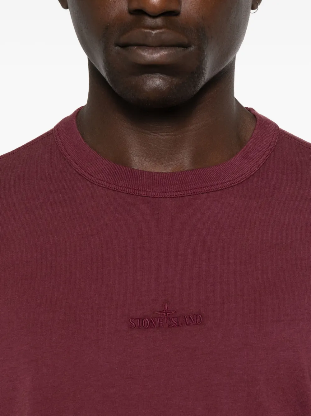 Stone Island Logo-embroidered T-shirt In Red